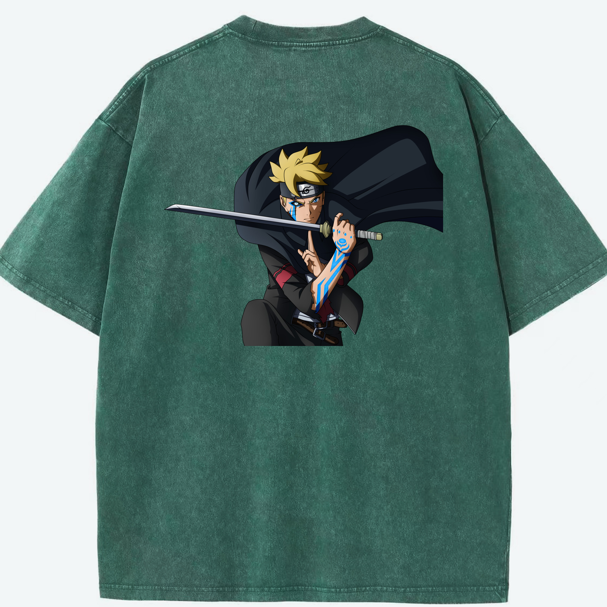 （画像用） NARUTO -ナルト- うずまき ボルト Uzumaki Boruto 綿100% ヴィンテージ風 半袖Tシャツ（背面プリント）